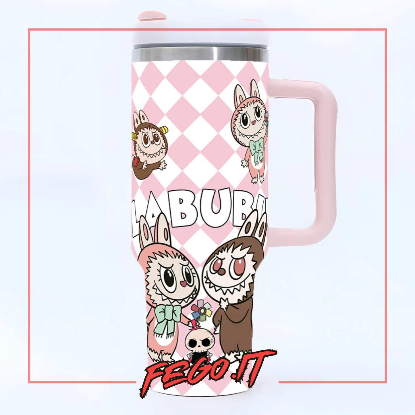 New Labubu 40Oz Stainless Steel Cup with Straw and Lid