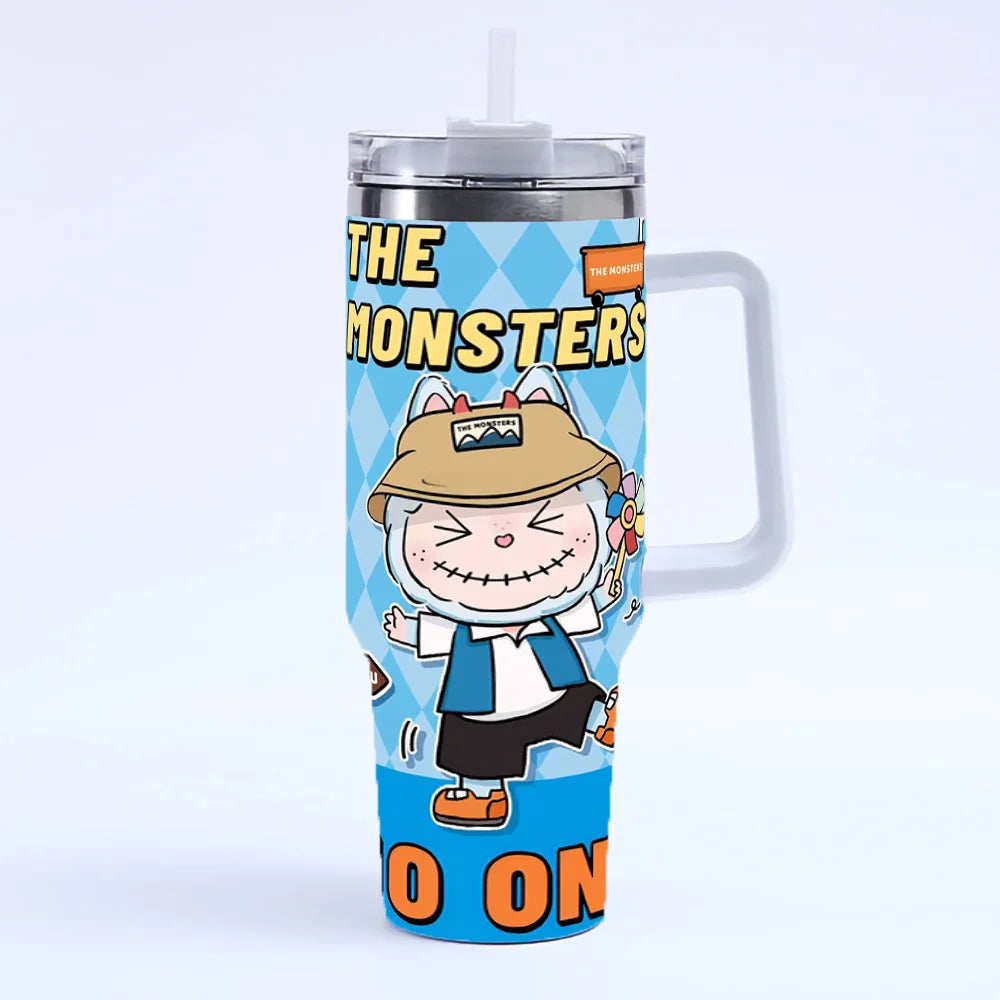 New Labubu 40Oz Stainless Steel Cup with Straw and Lid