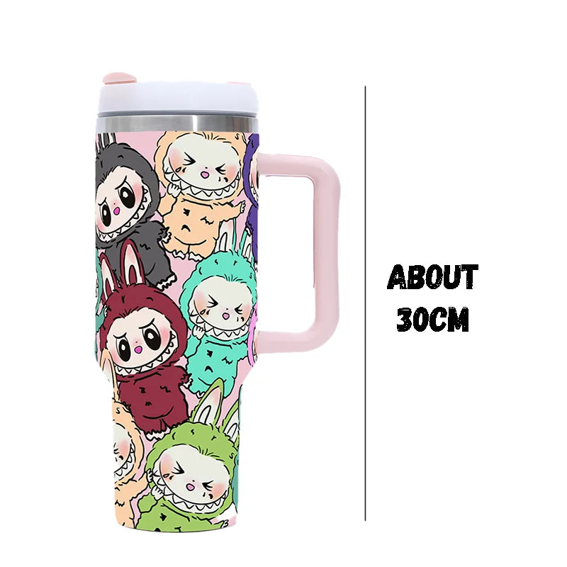 New Labubu 40Oz Stainless Steel Cup with Straw and Lid