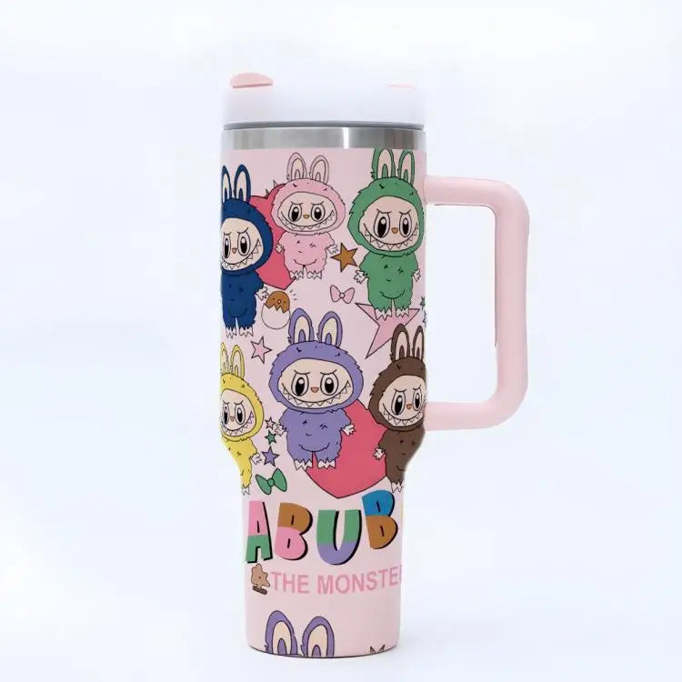 New Labubu 40Oz Stainless Steel Cup with Straw and Lid