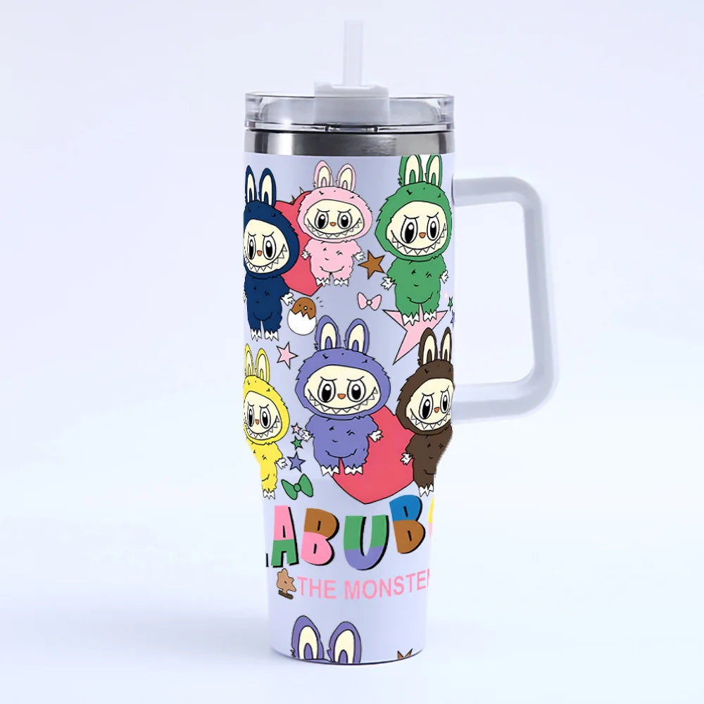 New Labubu 40Oz Stainless Steel Cup with Straw and Lid