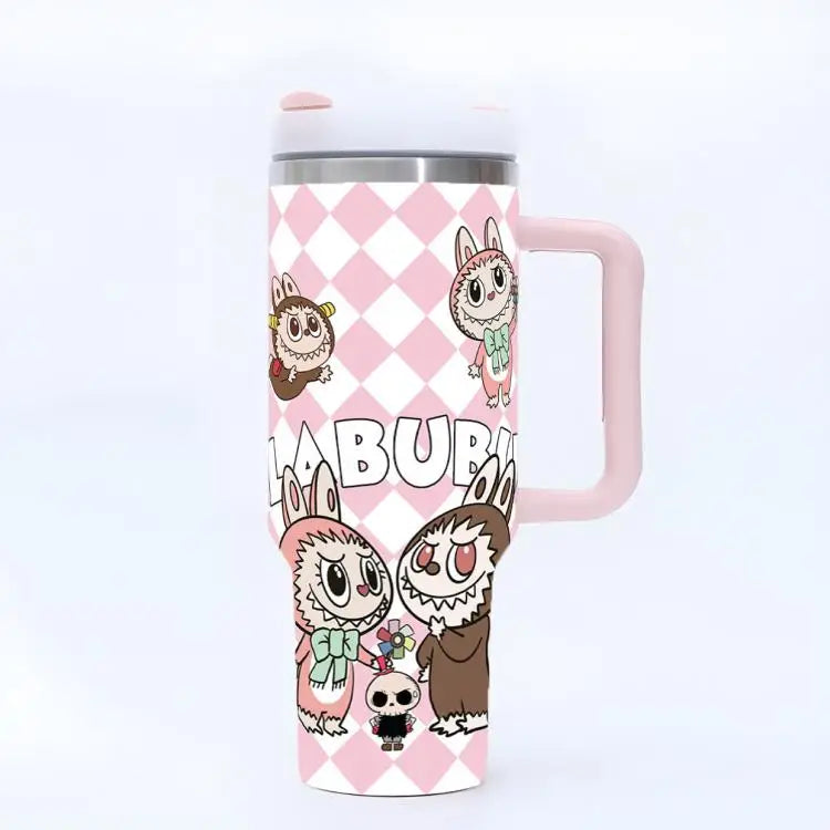 New Labubu 40Oz Stainless Steel Cup with Straw and Lid