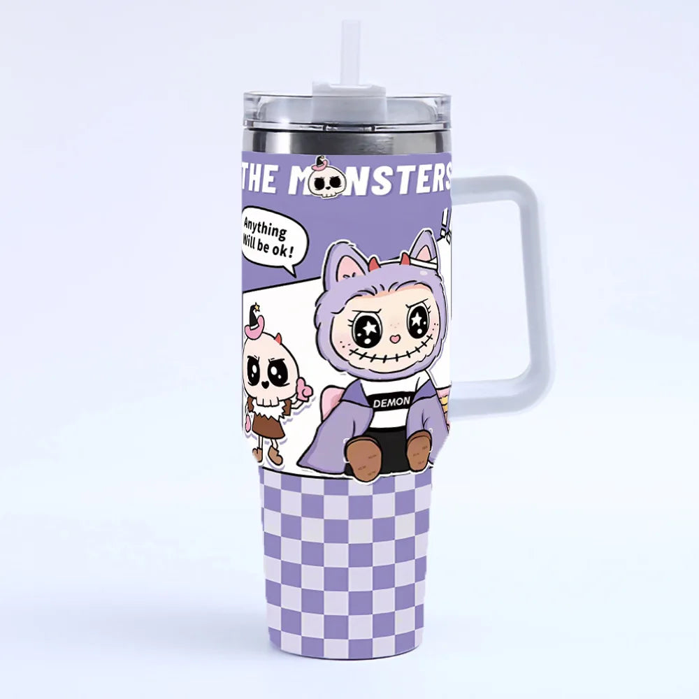 New Labubu 40Oz Stainless Steel Cup with Straw and Lid