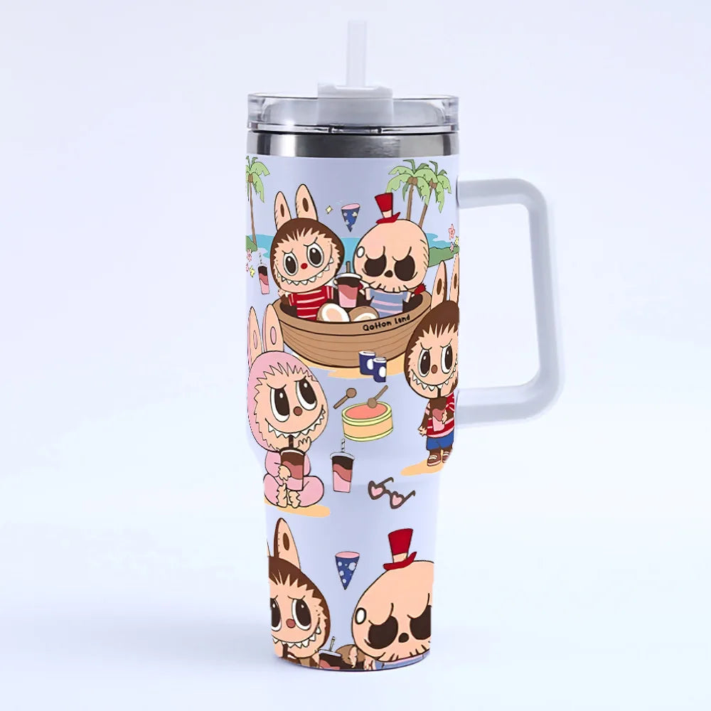 New Labubu 40Oz Stainless Steel Cup with Straw and Lid
