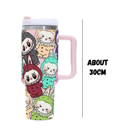 New Labubu 40Oz Stainless Steel Cup with Straw and Lid