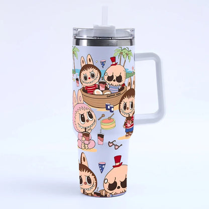 New Labubu 40Oz Stainless Steel Cup with Straw and Lid